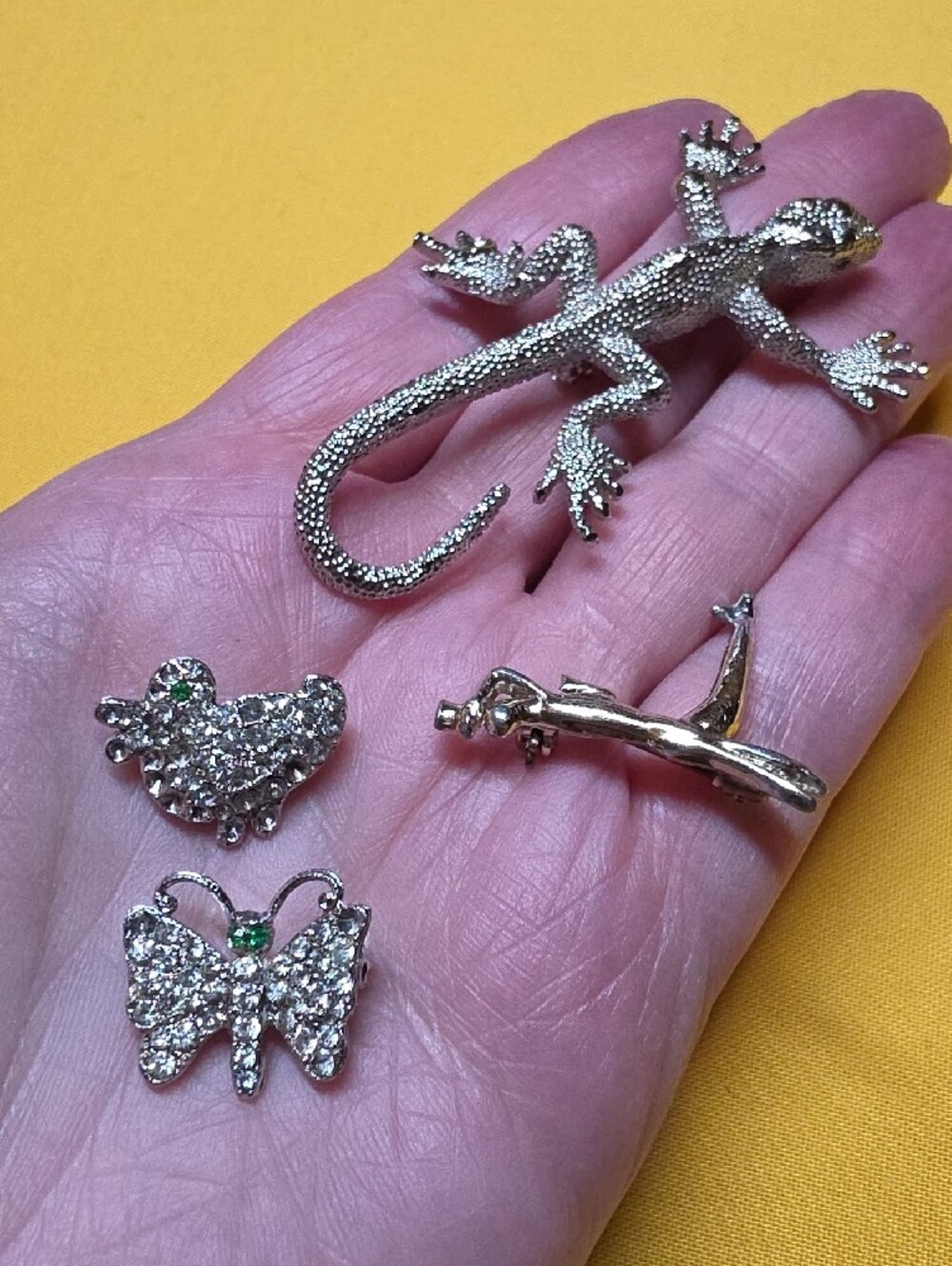 Vintage Silver Tone & Rhinestone Brooch Lot 8pc - 1 Marked Emmons ▪︎ Unique Lot!